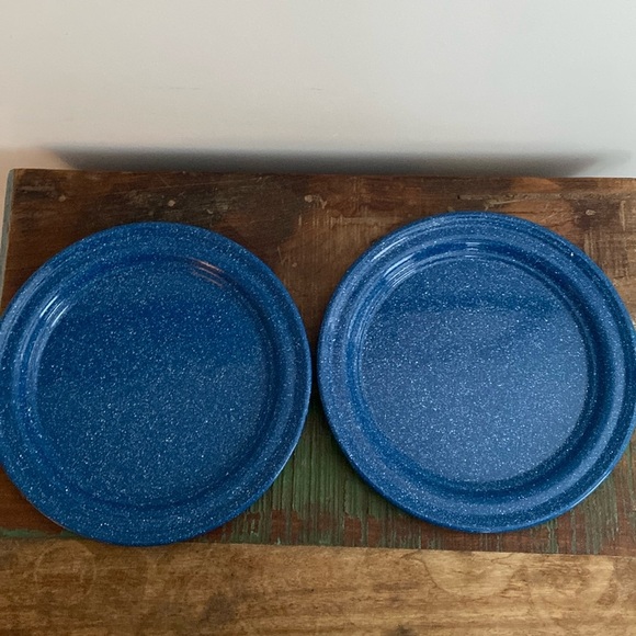 Bundle Blue Speckled Enamelware Dinner Plates (2) and A Soup Bowl Cinso & Tres - Picture 5 of 10